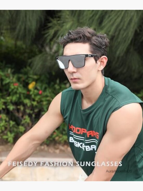Oversized Square Mirrored Sunglasses UV400 for Women Men main image 5